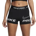 Nike Pro Womens Dri-FIT Mid-Rise 3 Inch Graphic Shorts Black M