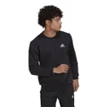 adidas Mens Essentials Feel Cozy Crew Fleece Sweatshirt Black S