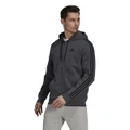 adidas Mens Essentials 3-Stripes Full Zip Fleece Hoodie Grey S