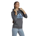 adidas Womens Big Logo Regular Fleece Hoodie Blue XS