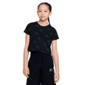 Nike Girls Sportswear Crop Air AOP Tee Black S