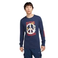 Nike Mens Basketball Peace Logo Long Sleeve Tee Blue L