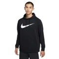 Nike Mens Dri-FIT Graphic Pullover Fitness Hoodie Black/White M