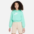 Nike Girls Sportswear Club Fleece Crop Hoodie Green XL