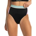 Roxy Womens Active High Waist Bikini Bottoms Grey XS