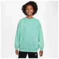 Nike Girls Sportswear Club Fleece Oversized Logo Crew Sweatshirt Green XS