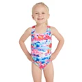 Zoggs Toddler Girls Actionback One Piece Swimsuit Blue/Print 4