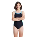 Speedo Girls Dive Thinstrap Muscleback One Piece Swimsuit Navy/Blue/Green 6