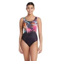 Zoggs Womens Scoopback One Piece Swimsuit Black/Multi 10