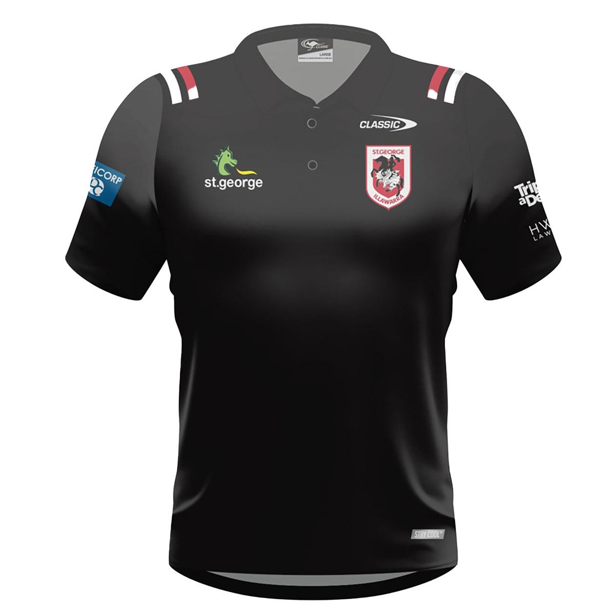 St. George Illawarra Dragons 2024 Mens Player Polo Black L