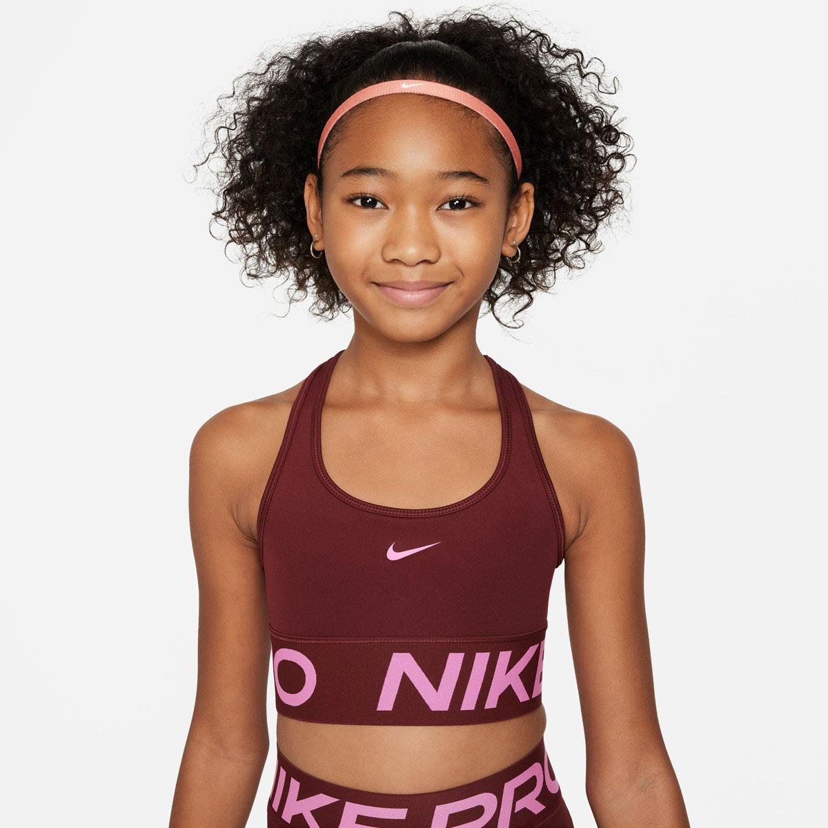 Nike Girls Dri-FIT Swoosh Sports Bra Red S