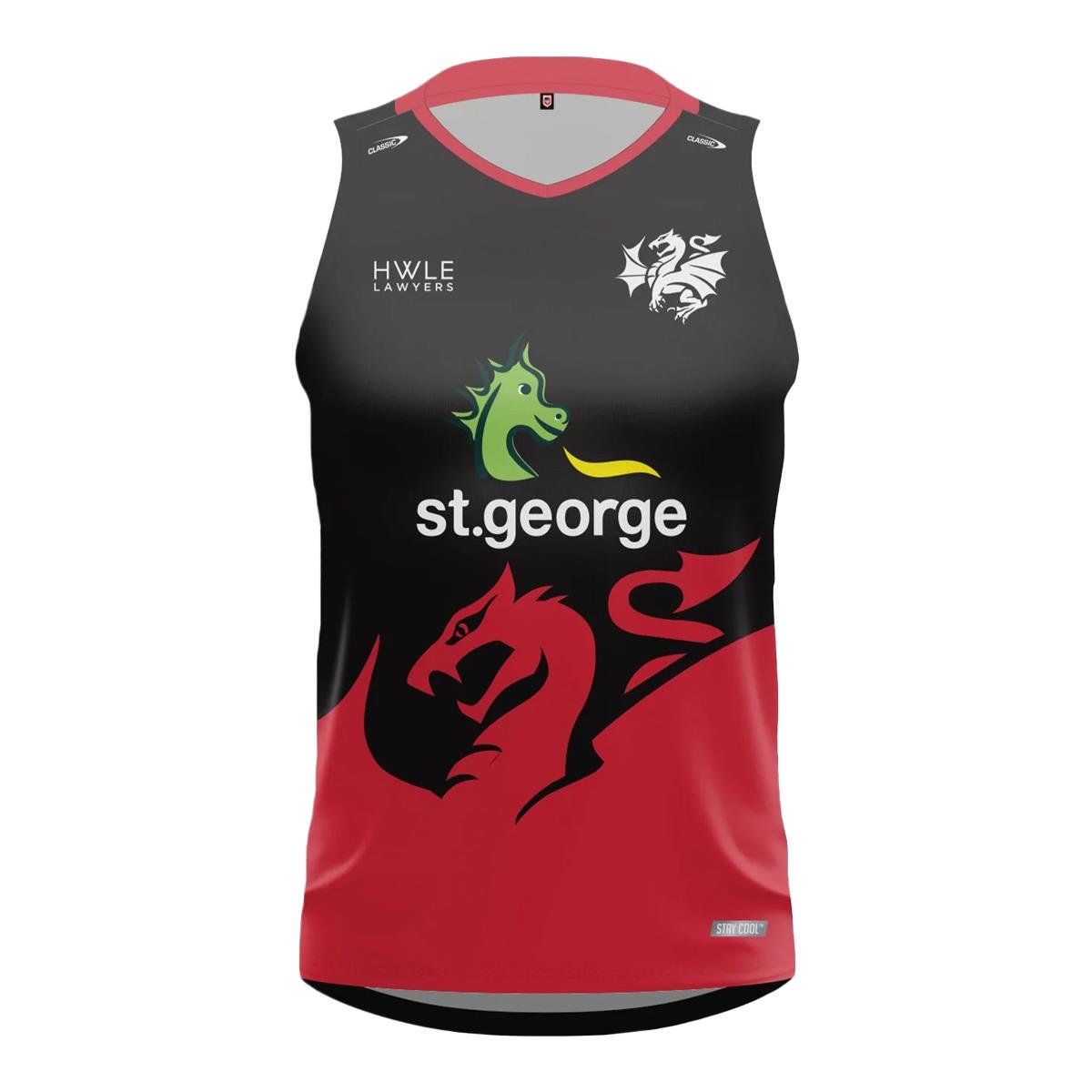 St. George Illawarra Dragons 2024 Mens Training Singlet Black/White S
