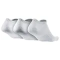 Nike Unisex Cushioned No Show 3 Pack Socks White L - WMN 10-13/MEN 8-12