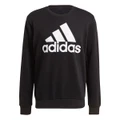 adidas Mens Essentials Big Logo Fleece Crew Sweatshirt Black S