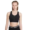Nike Womens Dri-FIT Swoosh Zip Front Sports Bra Black XS