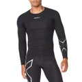 2XU Mens Long Sleeve Compression Top Black/Silver S