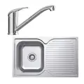 Norj Single Bowl Sink with Drainer & Tap Pack - Stainless Steel