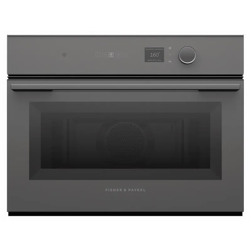 Fisher & Paykel 60cm Minimal Compact Combi-Microwave Oven - Grey Glass - OM60NMLG1