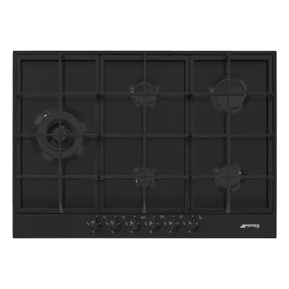 Smeg Classic 4 Gas + Wok Cooktop - Matte Black - PX375LMBAU