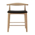 Replica Hans Wegner Elbow Kitchen Stool - Natural Frame with Black Seat
