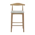 Replica Hans Wegner Elbow Kitchen Stool - Natural Frame with White Seat