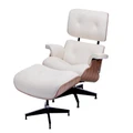 Replica Charles Eames Lounge and Ottoman (Rosewood and White Leather)