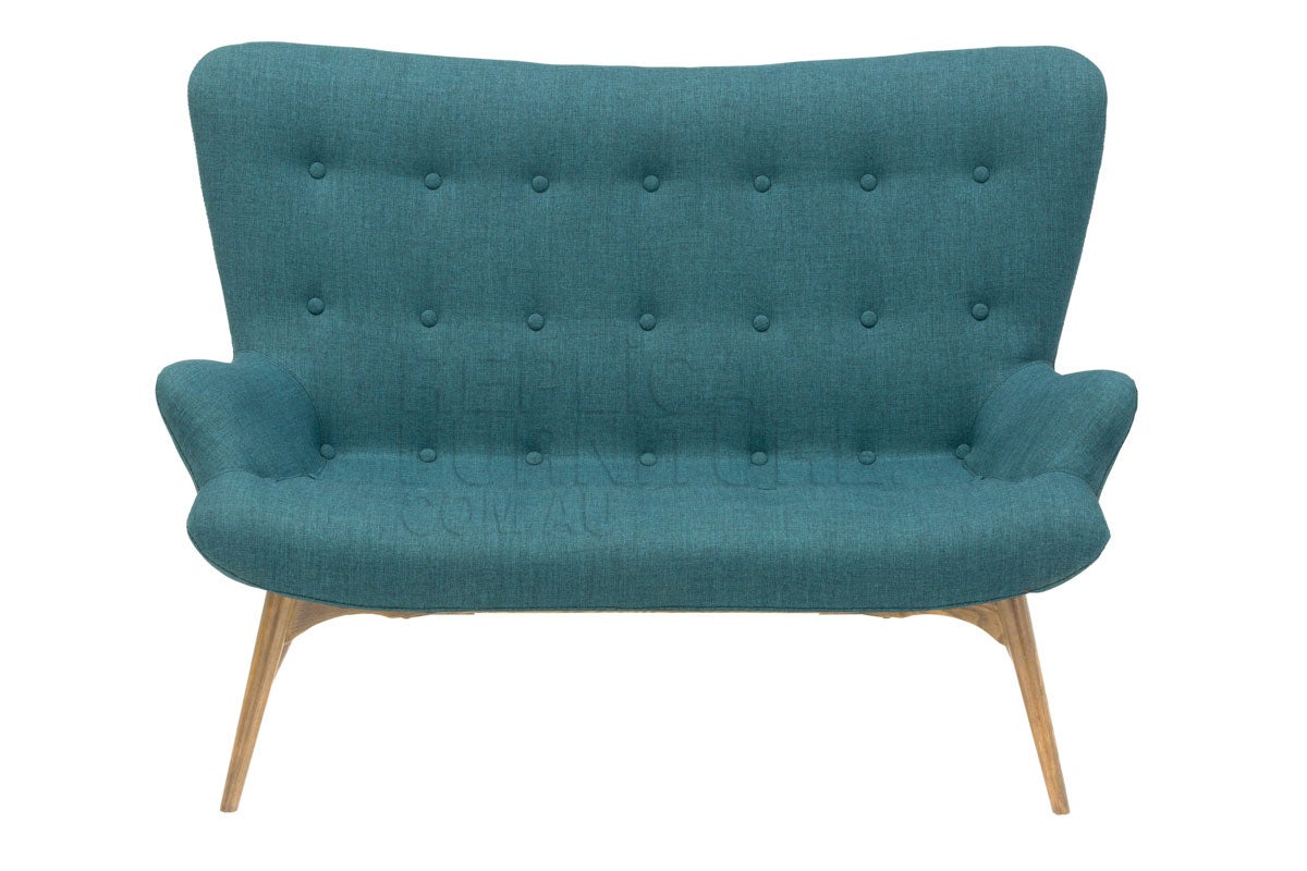 Replica Featherston Sofa 2 Seater - Teal Cotton