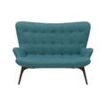 Replica Featherston Sofa 2 Seater Teal and Walnut