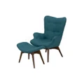 Premium Replica Grant Featherston Chair and Ottoman - Teal and Walnut