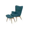 Premium Replica Grant Featherston Chair and Ottoman - Teal and Ash