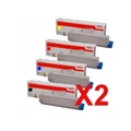 Genuine 8 Pack OKI C710/C711 Toner Cartridge Bundle (44318609-44318612)