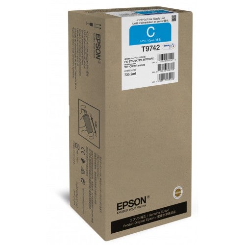 Genuine High Yield Cyan Epson T9742 WF-C869R Ink Pack Cartridge 84K Pages