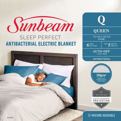 BLA6351 Sunbeam Sleep Perfect Antibacterial Electric Blanket - Queen
