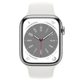 Refurbished Apple Watch Series 8 GPS + Cellular, 45mm Silver Stainless Steel Case with S/M White Sport Band - FNKE3ZP/A