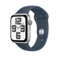 Apple Watch SE GPS + Cellular 40-mm Silver Aluminium Case with Storm Blue Sport Band — S/M - MRGJ3ZP/A