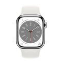 Refurbished Apple Watch Series 8 GPS + Cellular, 41mm Silver Stainless Steel Case with S/M White Sport Band - FNJ53ZP/A