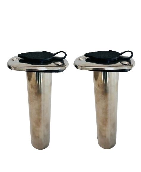 2X 90 Degree Stainless Rod Holder with Rubber Cap