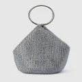Olga Berg - Ellie Crystal Mesh Ring Handle Bag - Clutches (Silver) Ellie Crystal Mesh Ring Handle Bag