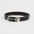 Montblanc - Horseshoe Shiny Palladium Coated Pin Buckle Belt - Belts (Black & Brown) Horseshoe Shiny Palladium-Coated Pin Buckle Belt