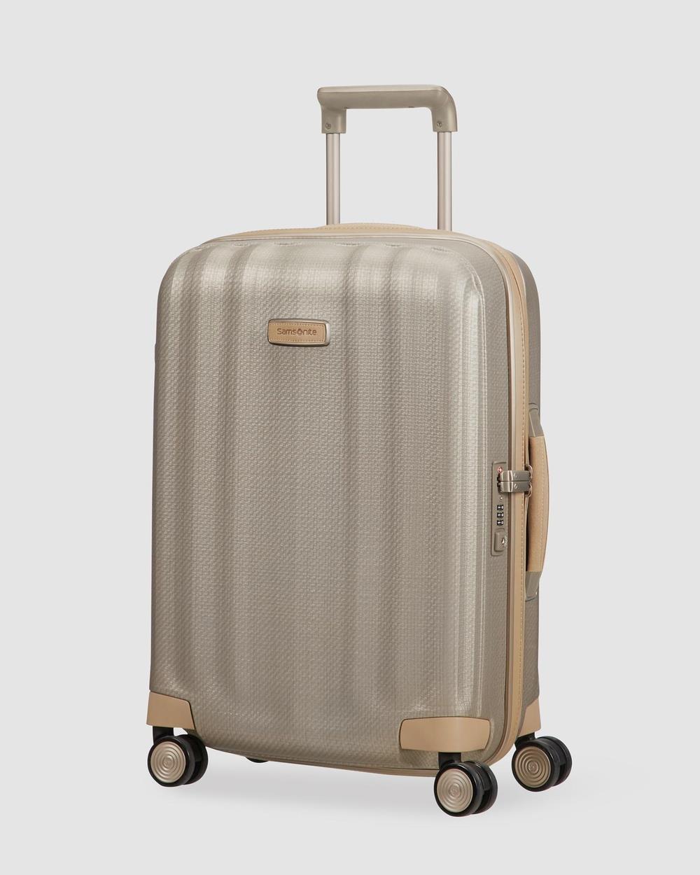 Samsonite - Lite Cube Prime 55cm Spinner - Travel and Luggage (Matte Ivory & Gold) Lite-Cube Prime 55cm Spinner