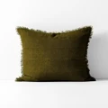 Aura Home - Vintage Linen Fringe Cushion - Home (Green) Vintage Linen Fringe Cushion