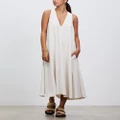 ATIME STUDIOS - Deep V Sleeveless Dress - Dresses (Bone) Deep V Sleeveless Dress