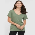 Bamboo Body - Classic V Neck - Short Sleeve T-Shirts (Gum Leaf) Classic V Neck