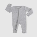 B Free Intimate Apparel - 100% Organic 2 Way Zip Sleepsuit Baby & Toddler - Longsleeve Rompers (Grey) 100% Organic 2-Way Zip Sleepsuit - Baby & Toddler