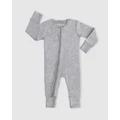 B Free Intimate Apparel - 100% Organic 2 Way Zip Sleepsuit Baby & Toddler - Longsleeve Rompers (Grey) 100% Organic 2-Way Zip Sleepsuit - Baby & Toddler
