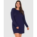 B Free Intimate Apparel - Bamboo Long Sleeve Relaxed Fit Dress - Sleepwear (Navy) Bamboo Long Sleeve Relaxed Fit Dress