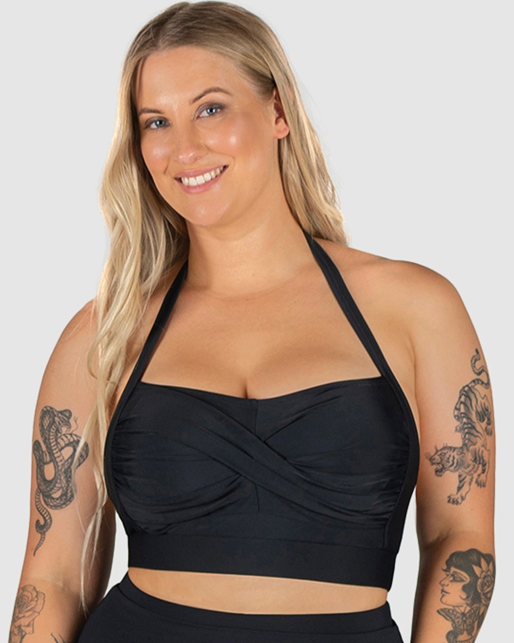 B Free Intimate Apparel - Ruched Bikini Bra (B C D DD E) Cup - Bikini Set (Black) Ruched Bikini Bra (B-C-D-DD-E) Cup