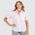 CAMIXA - FEBE Short Sleeve Linen shirt - Casual shirts (Light Pink) FEBE Short Sleeve Linen shirt