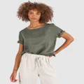 CAMIXA - Teena Linen T shirt Top - Shirts & Polos (Green) Teena Linen T-shirt Top