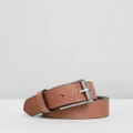 Double Oak Mills - Smooth Leather 35mm Belt - Belts (Tan & Silver) Smooth Leather 35mm Belt